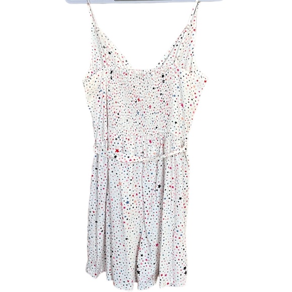 NWT LOFT White Multicolor Stars Twist Open Front Shorts Romper Size 4 - Picture 3 of 12